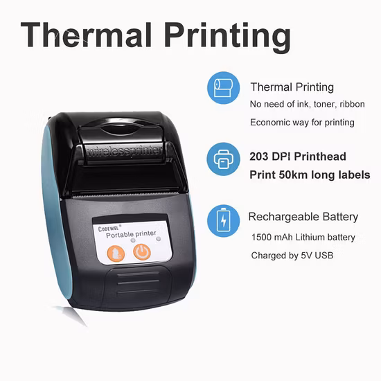 58mm Mobile Mini Bluetooth Portable Thermal POS Barcode Printer