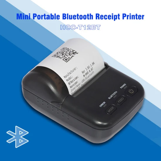 Mini impresora térmica portátil Bluetooth de recibos térmicos baratos de 58 mm para terminales POS (HCC